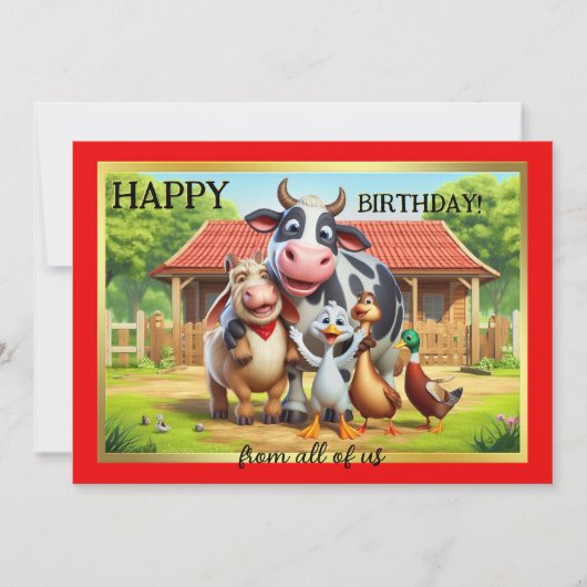 おもしろい飼育動物かわいい誕生日 カード (正面)