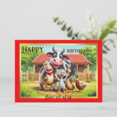 おもしろい飼育動物かわいい誕生日 カード (スタンド正面)