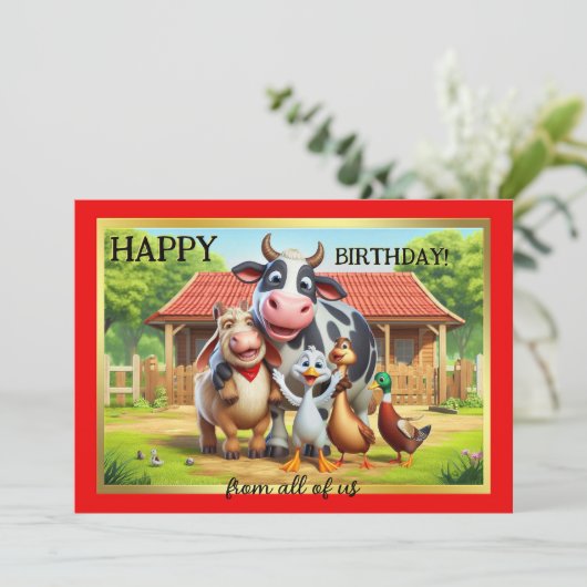 おもしろい飼育動物かわいい誕生日 カード (スタンド正面)