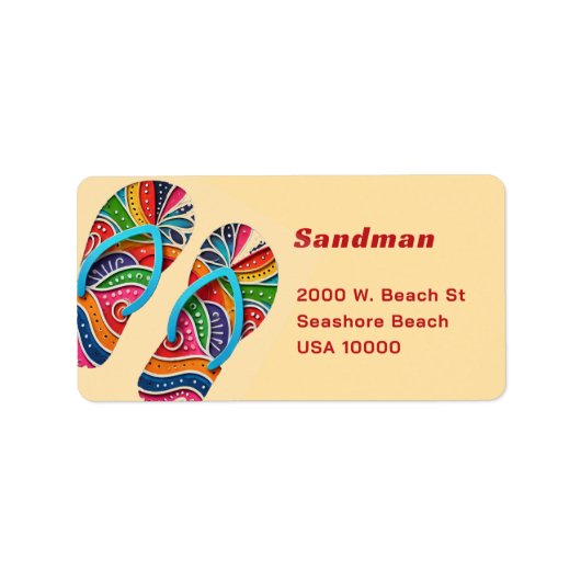 おもしろい飾ビーチサンダルのアドレス ラベル (正面)
