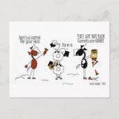 おもしろい馬と羊の雪だるま絵はがき ポストカード (正面)