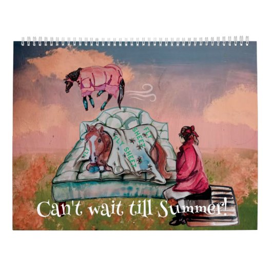 おもしろい馬のイラスト カレンダー (裏面)