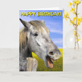 おもしろい馬のカスタマイズ可能な案内カード カード (黄色い花)