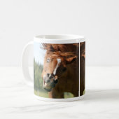 おもしろい馬の顔は、目がカールした熱狂する唇 コーヒーマグカップ (正面左)