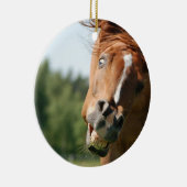 おもしろい馬の顔は、目がカールした熱狂する唇 セラミックオーナメント (右)