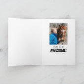 おもしろい馬ママ誕生日バ考えブラフォトグリーン カード (内部)