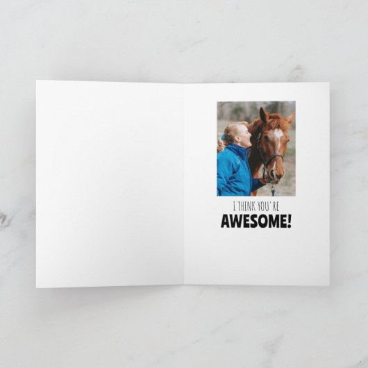 おもしろい馬ママ誕生日バ考えブラフォトグリーン カード (内部)