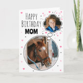 おもしろい馬ママ誕生日バ考えブラフォト白 カード (正面)