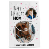 おもしろい馬ママ誕生日バ考えブラフォト白 ミディアムペーパーバッグ (正面)