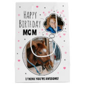 おもしろい馬ママ誕生日バ考えブラフォト白 ミディアムペーパーバッグ (裏面)