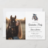 おもしろい馬水彩馬写真卒業 招待状 (正面)