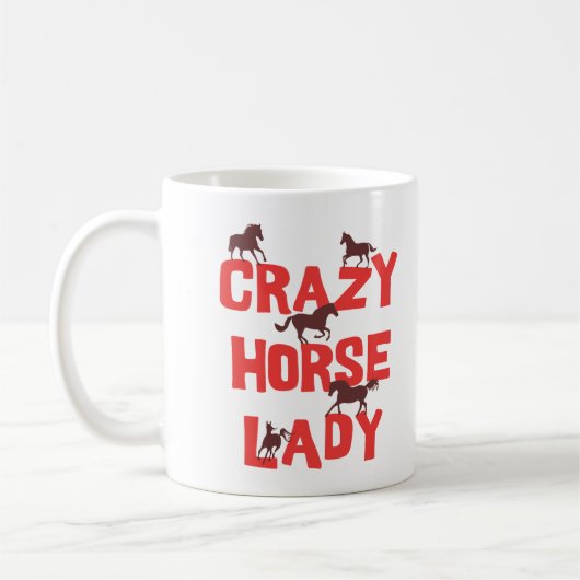 おもしろい馬熱狂するのレディーコーヒーマグ馬好き コーヒーマグカップ (左)