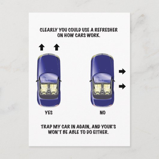 おもしろい駐車違反のメモ ポストカード (正面)