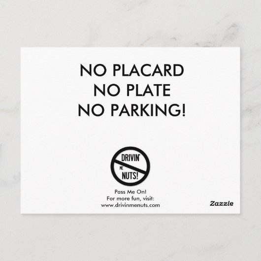 おもしろい駐車違反のメモ ポストカード (裏面)