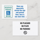 おもしろい駐車違反のメモ 名刺 (正面/裏面)