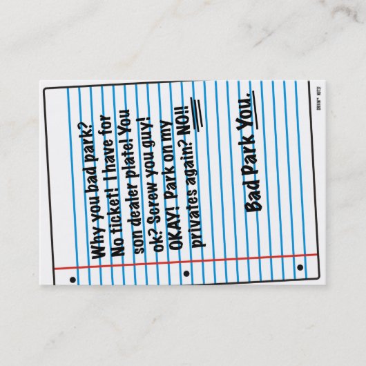 おもしろい駐車違反のメモ 名刺 (正面)