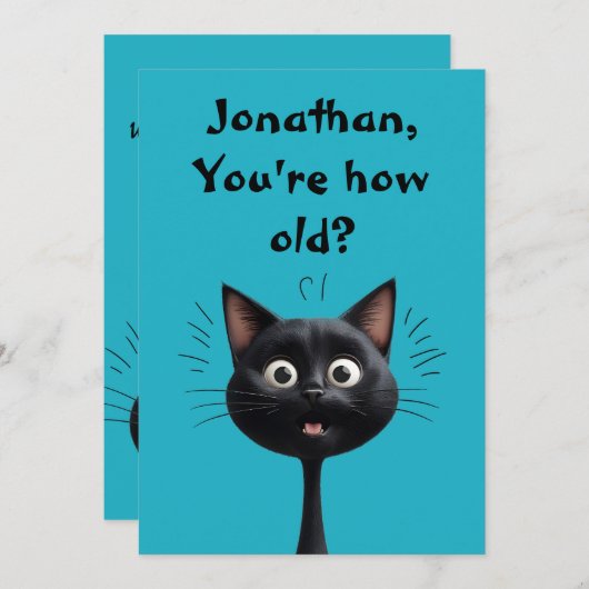 おもしろい驚いた黒猫 (正面/裏面)