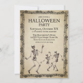 おもしろい骨格踊りヴィンテージハローウィンパーティ 招待状 (正面)