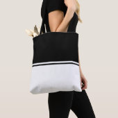 おもしろい高度な白黒ストライプのカラーブロック トートバッグ (クローズアップ)