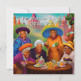 おもしろい高齢者レディースハイティーガーデンパーティー民族 招待状