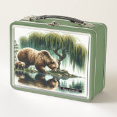 おもしろい魅力的日を楽しむコレクタブルベアデュオ メタルランチボックス (正面)