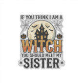 おもしろい魔女の姉妹のハロウィーン ビンテージ グラフィック_1 シール (正面)