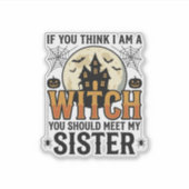 おもしろい魔女の姉妹のハロウィーン ビンテージ グラフィック_1 シール (正面)