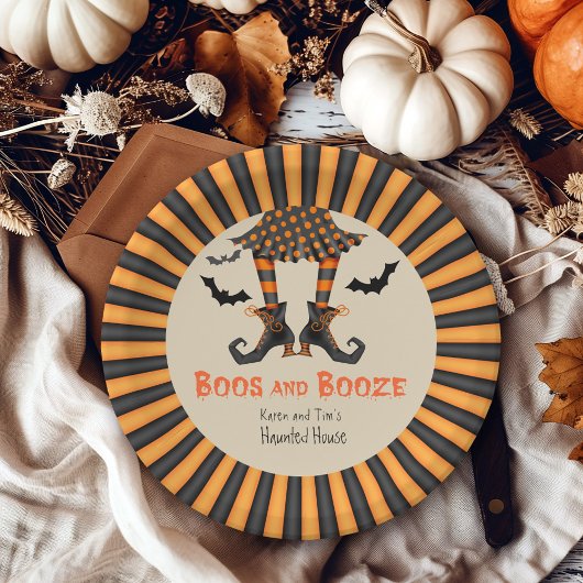 おもしろい魔女の脚ハローウィンパーティ ペーパープレート