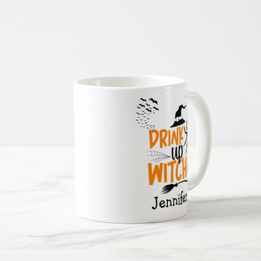 おもしろい魔女ハロウィンを飲みパーソナライズされた込む コーヒーマグカップ (正面右)