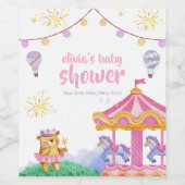 おもしろい魔法の熱気球回転木馬ベビーシャワー ワインラベル (シングルラベル)