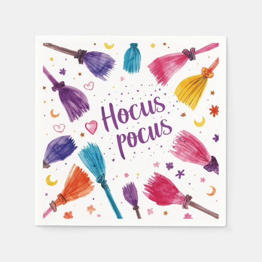 おもしろい魔法カラーブロークストウィッチウォーターカラースクリプト スタンダードカクテルナプキン (正面)