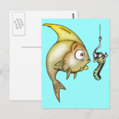 おもしろい魚とワーム ポストカード (正面/裏面)
