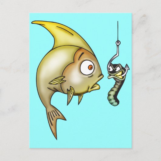 おもしろい魚とワーム ポストカード (正面)