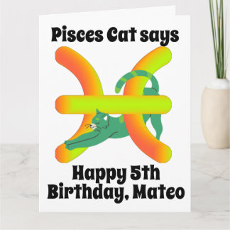おもしろい魚座キャットパーソナライズされた誕生日 カード