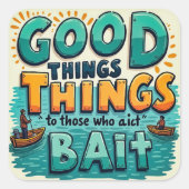 おもしろい魚釣りアラーム スクエアシール (正面)