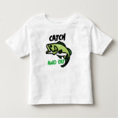 おもしろい魚釣りキャッチと食べ トドラーTシャツ (正面)