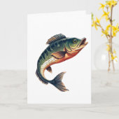 おもしろい魚釣りグリーティングカード カード (黄色い花)