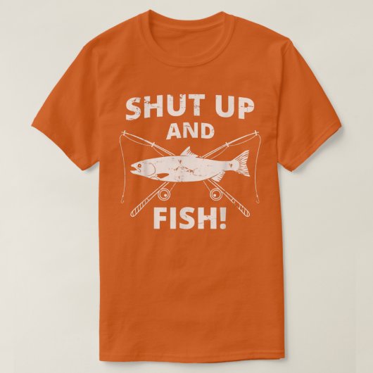 おもしろい魚釣りシャットアップ及び魚魚釣り  Tシャツ (デザイン正面)