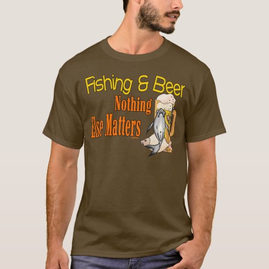 おもしろい魚釣りシャツ魚釣りユーモア魚釣りビール Tシャツ (正面)