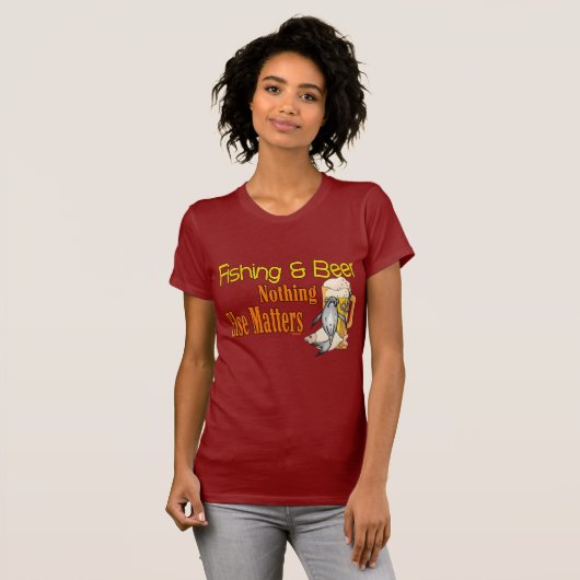 おもしろい魚釣りシャツ魚釣りユーモア魚釣りビール Tシャツ (正面フル)