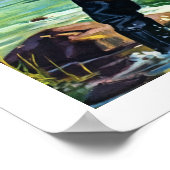 おもしろい魚釣りシーンヴィンテージアートプリント ポスター (角)