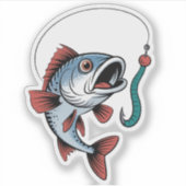 おもしろい魚釣りデザイン シール (正面)