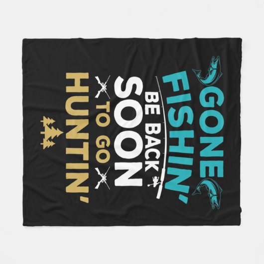 おもしろい魚釣りハンター狩りフィッシャーマンギフト フリースブランケット (正面(横))