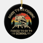 おもしろい魚釣りバスフィッシュ釣り人生まれの子供が行く セラミックオーナメント (正面)