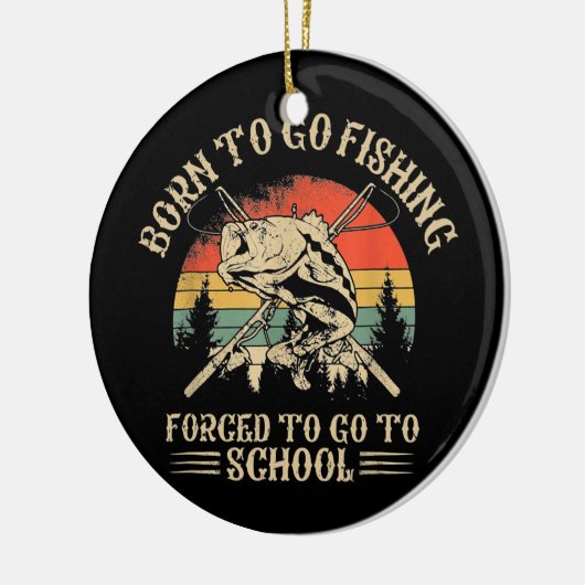 おもしろい魚釣りバスフィッシュ釣り人生まれの子供が行く セラミックオーナメント (左)