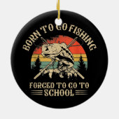 おもしろい魚釣りバスフィッシュ釣り人生まれの子供が行く セラミックオーナメント (裏面)