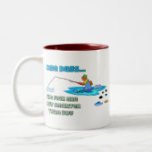 おもしろい魚釣りマグ魚釣りユーモアフィッシュ頭が切れるは ツートーンマグカップ (左)