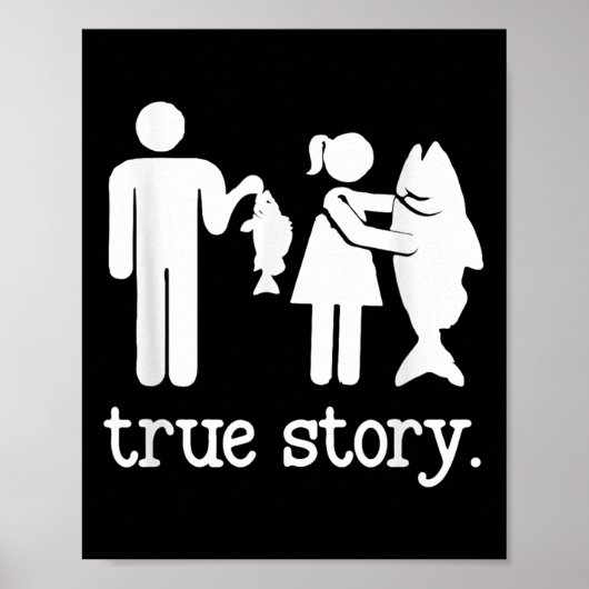 おもしろい魚釣り女子男性へ実話フィッシャーマン ポスター (正面)