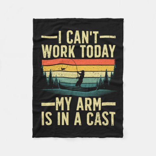 おもしろい魚釣り女子男性へ漁師アームキャストフィス フリースブランケット (正面)