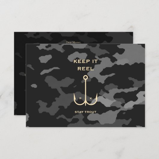 おもしろい魚釣り父の日の迷彩柄手紙 サンキューカード (正面/裏面)